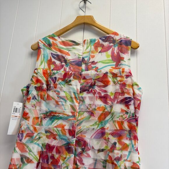London Times Pleated Drop Waist Dress Women Sz. 14W Artsy Whimsical Abstract NWT - Picture 9 of 10